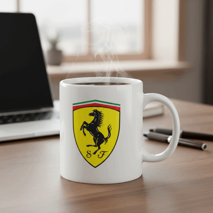 Taza blanca Ferrari