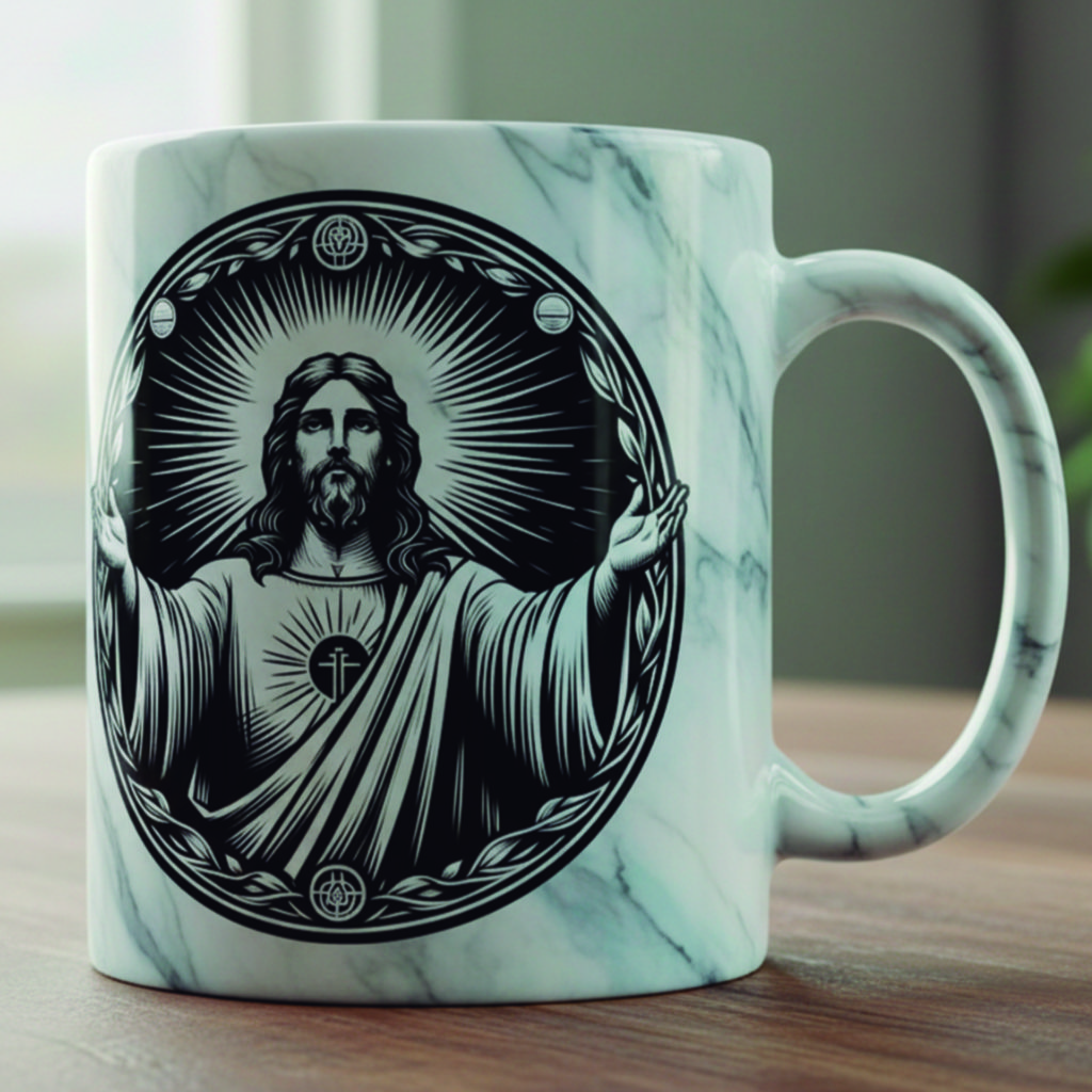 Taza Cristo efecto marmolizado