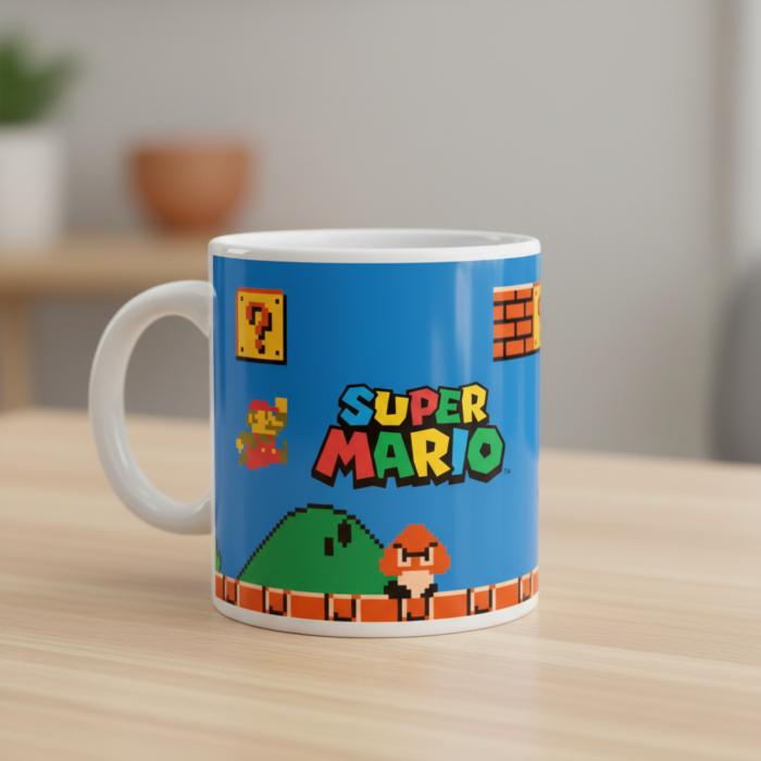 Taza Supermario videojuego blanca
