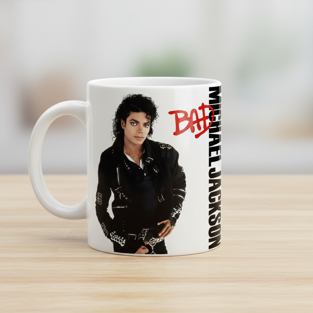 Taza Michael Jackson blanca - Bad