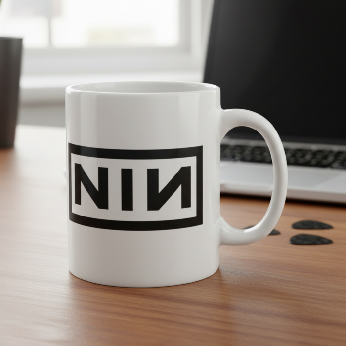 Taza Nine Inch Nails blanca - Logotipo