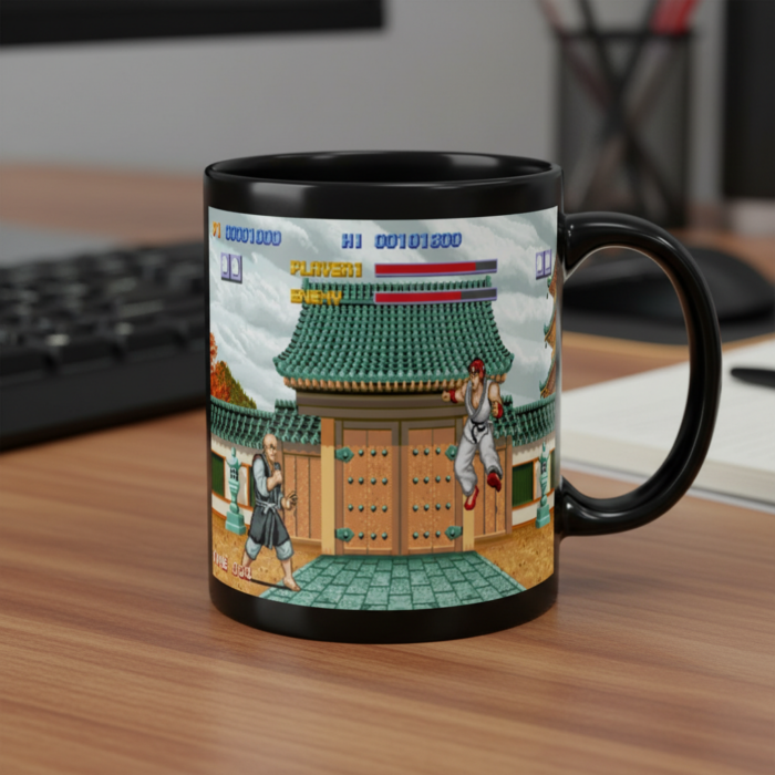 Taza  Street Fighter negra videojuego