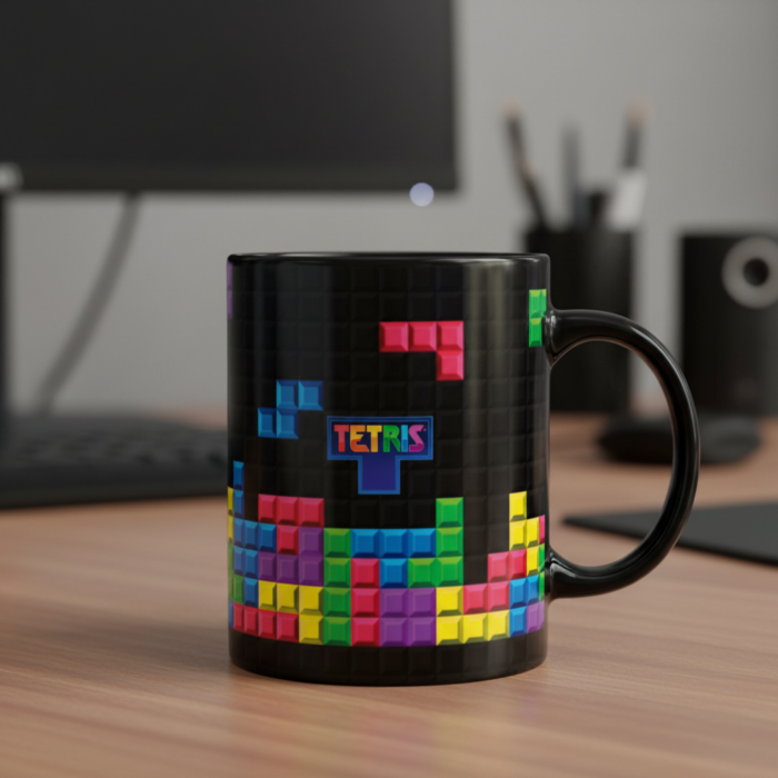 Taza Tetris negra videojuego