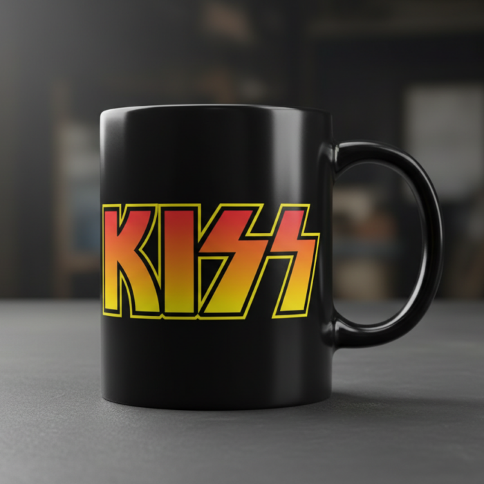Taza Kiss negra - Logotipo