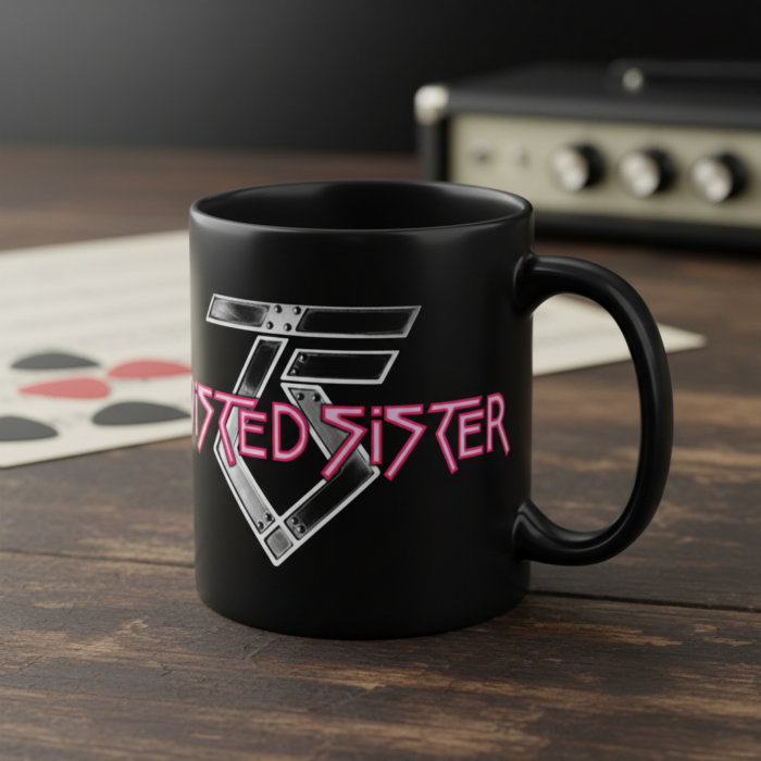 Taza Twisted Sister negra - Logotipo