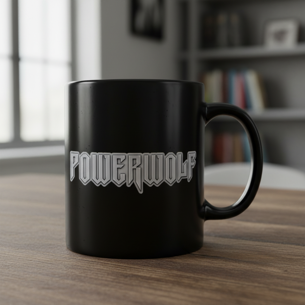 Taza Powerwolf negra - Logotipo
