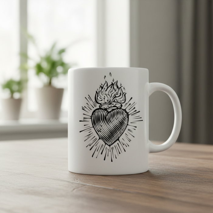 Taza Corazón blanca grabado original