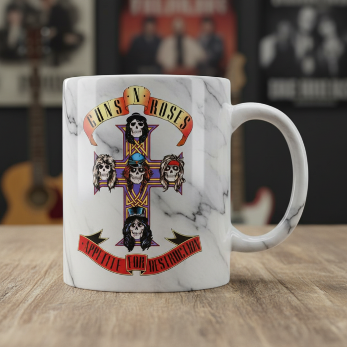 Taza Guns'n'Roses efecto mármol - Appetite For Destruction
