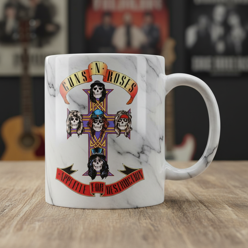 Taza Guns'n'Roses efecto mármol - Appetite For Destruction