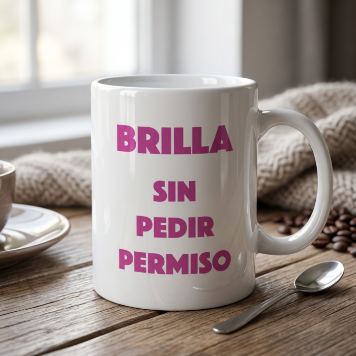 Taza Brilla Sin Pedir Permiso blanca
