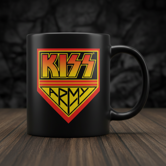 Taza Kiss negra - Logotipo Kiss Army