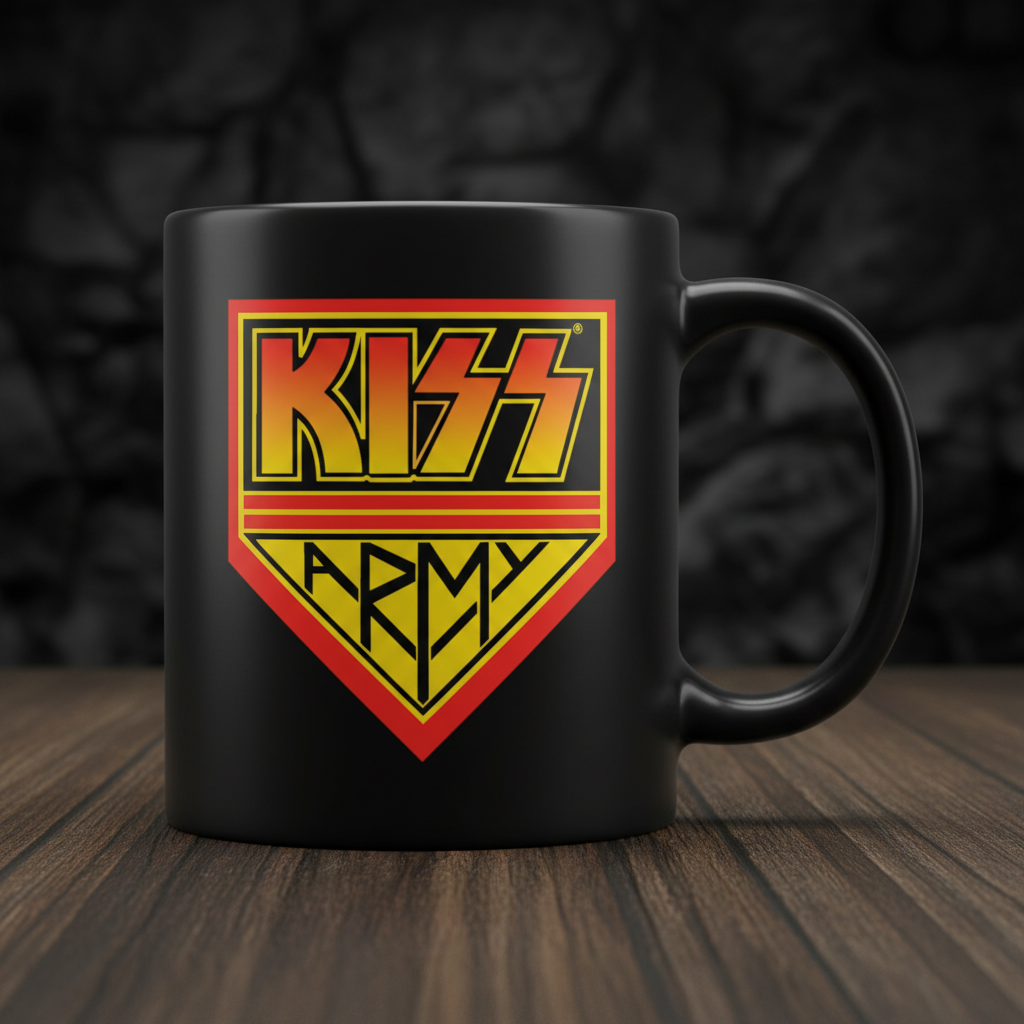 Taza Kiss negra - Logotipo Kiss Army