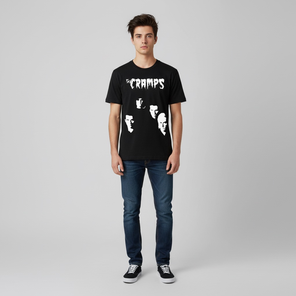 Camiseta Cramps negra - Gravest Hits blanco y negro
