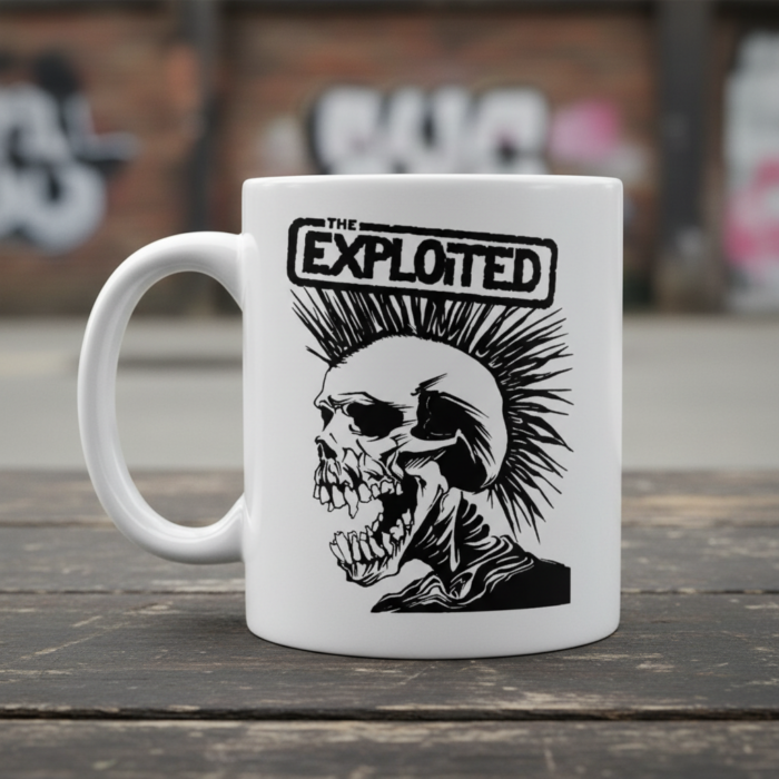 Taza Exploited blanca Logotipo