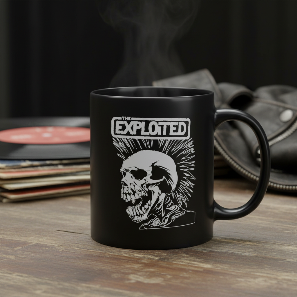 Taza Exploited negra Logotipo