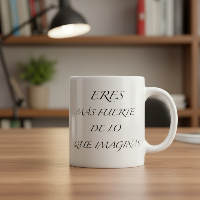 Taza Eres Más Fuerte De Lo Que Imaginas blanca