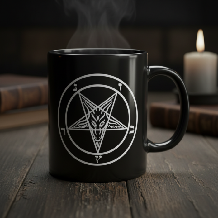 Taza Pentagrama Satánico negra