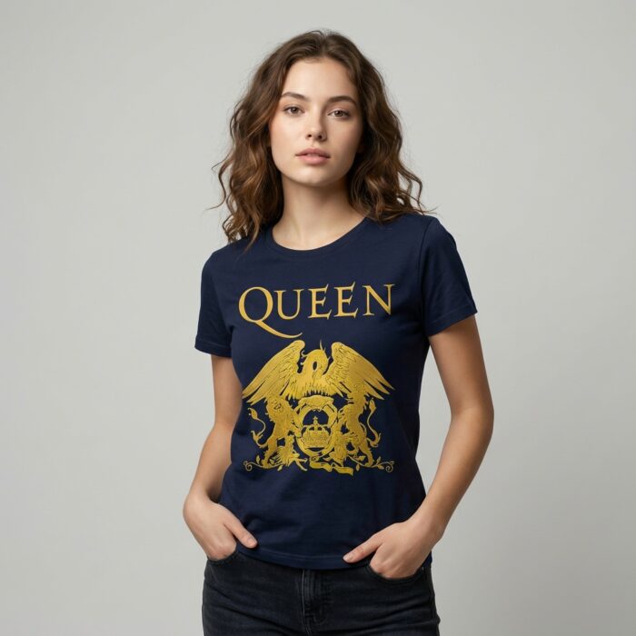 Camiseta Queen azul marino - Logotipo