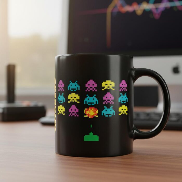 Taza Space Invaders  videojuego negra