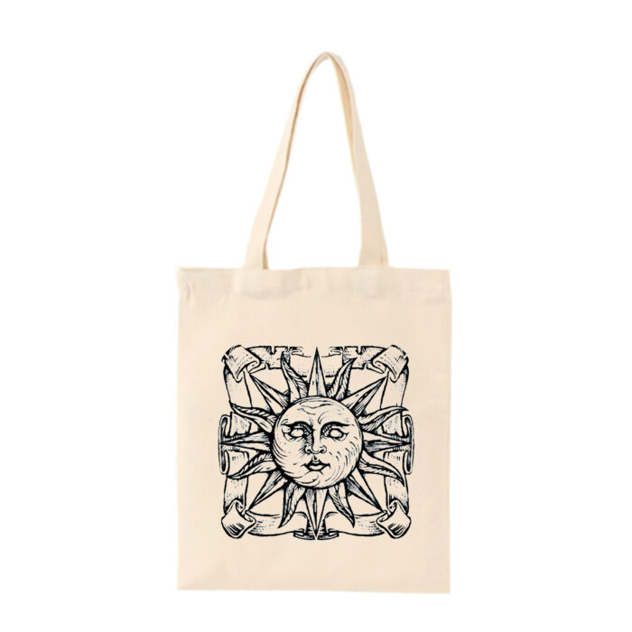 Tote Bag natural - Sol Con Cara Enmarcado