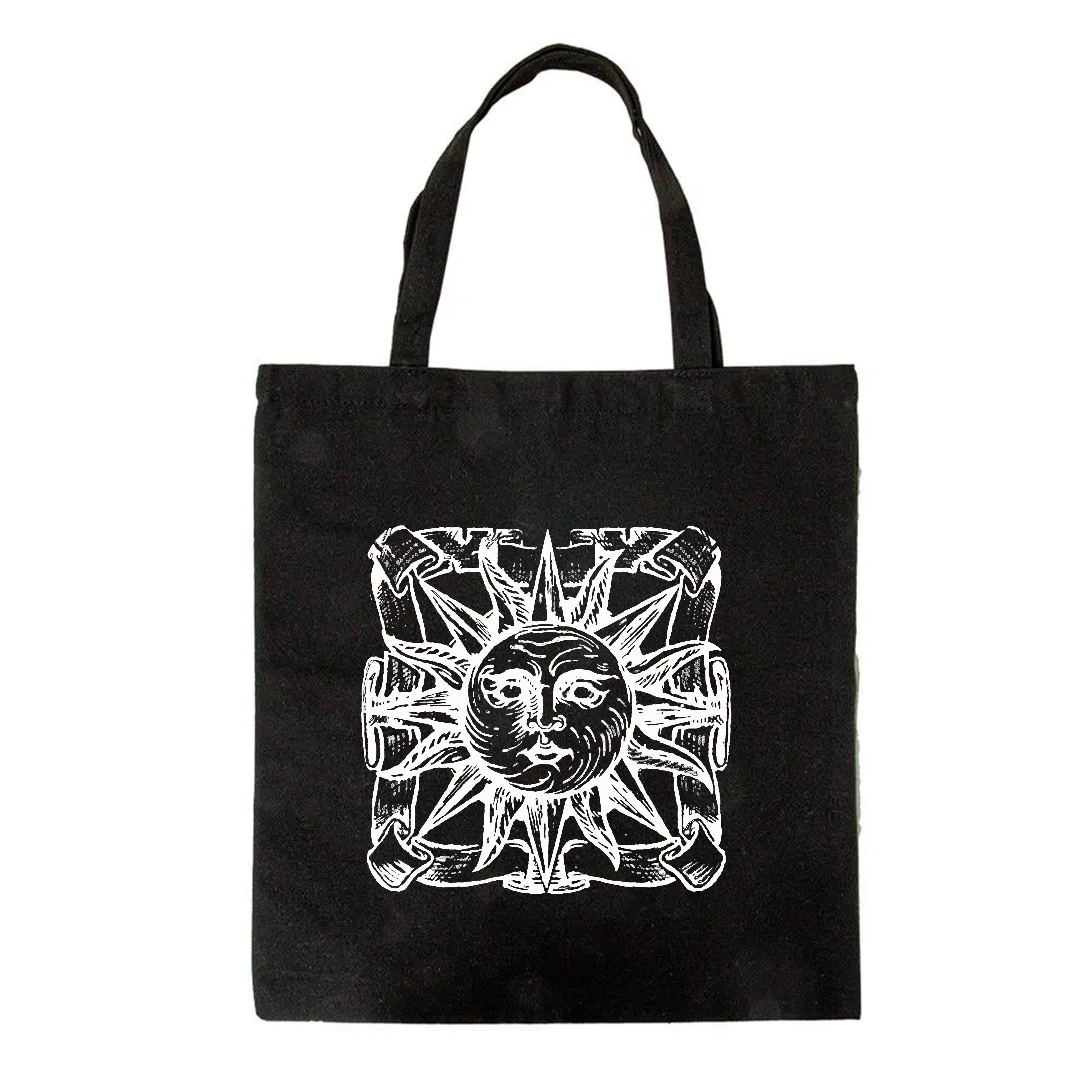 Tote Bag negra - Sol Con Cara Enmarcado