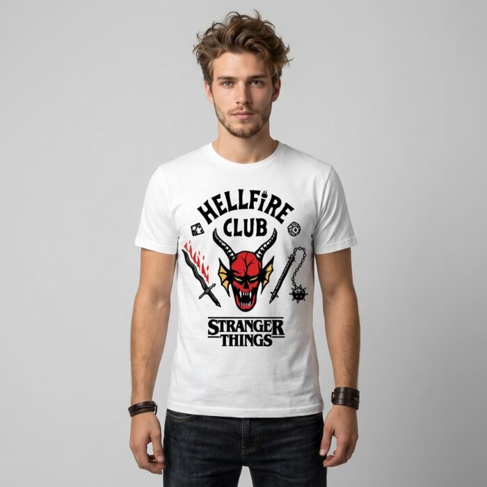 Camiseta Stranger Things blanca - Hellfire Club
