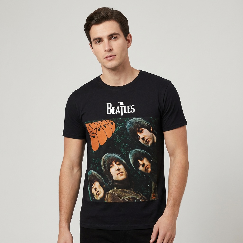 Camiseta Beatles, The negra - Rubber Soul