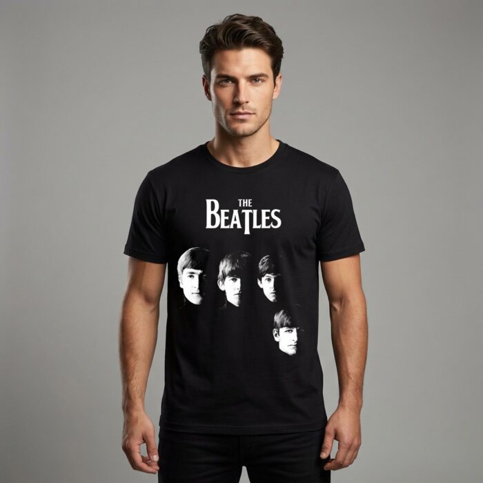 Camiseta Beatles, The negra - With The Beatles