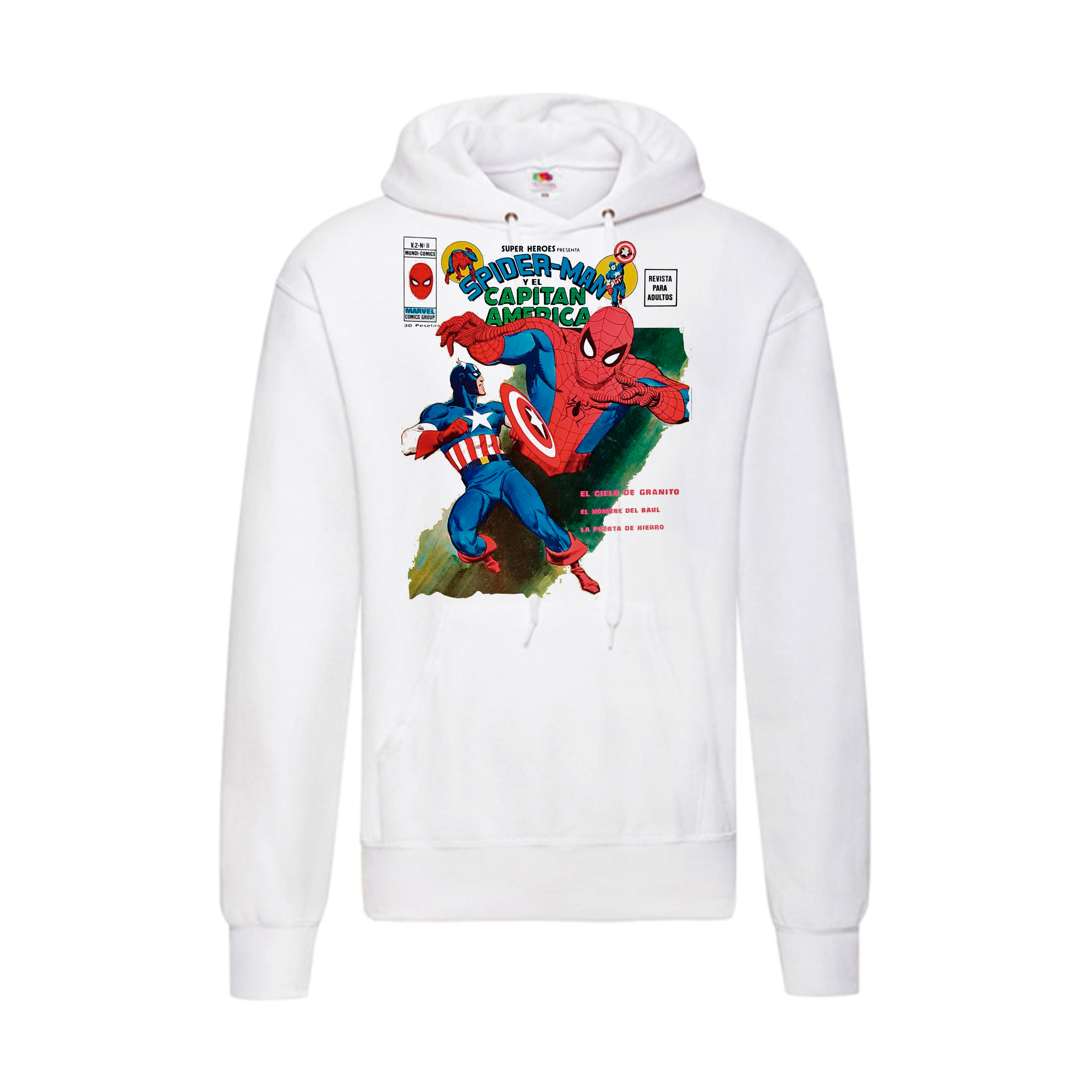 Sudadera Spiderman y Capitán América blanca