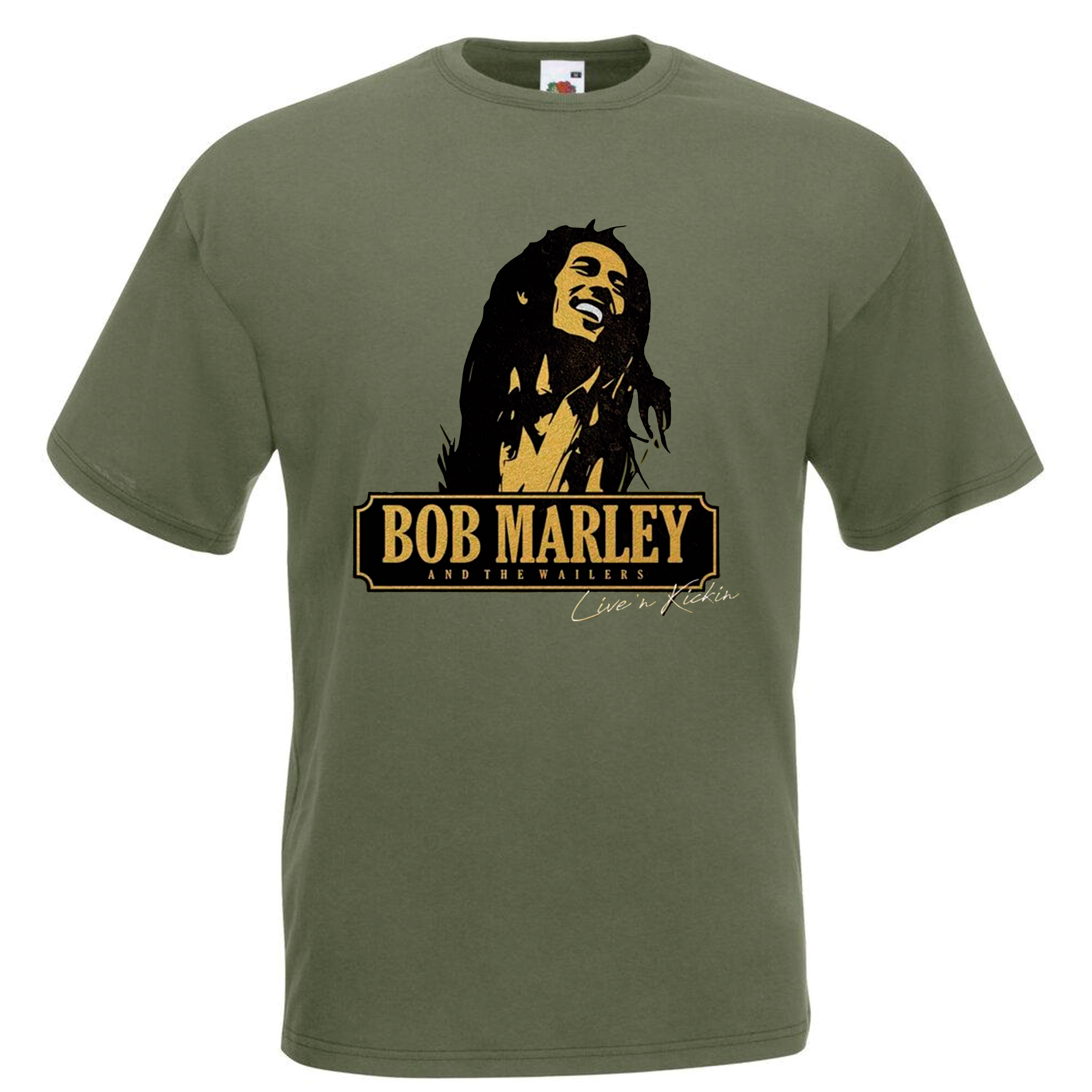 Camiseta Bob Marley verde militar - Alive And Kicking
