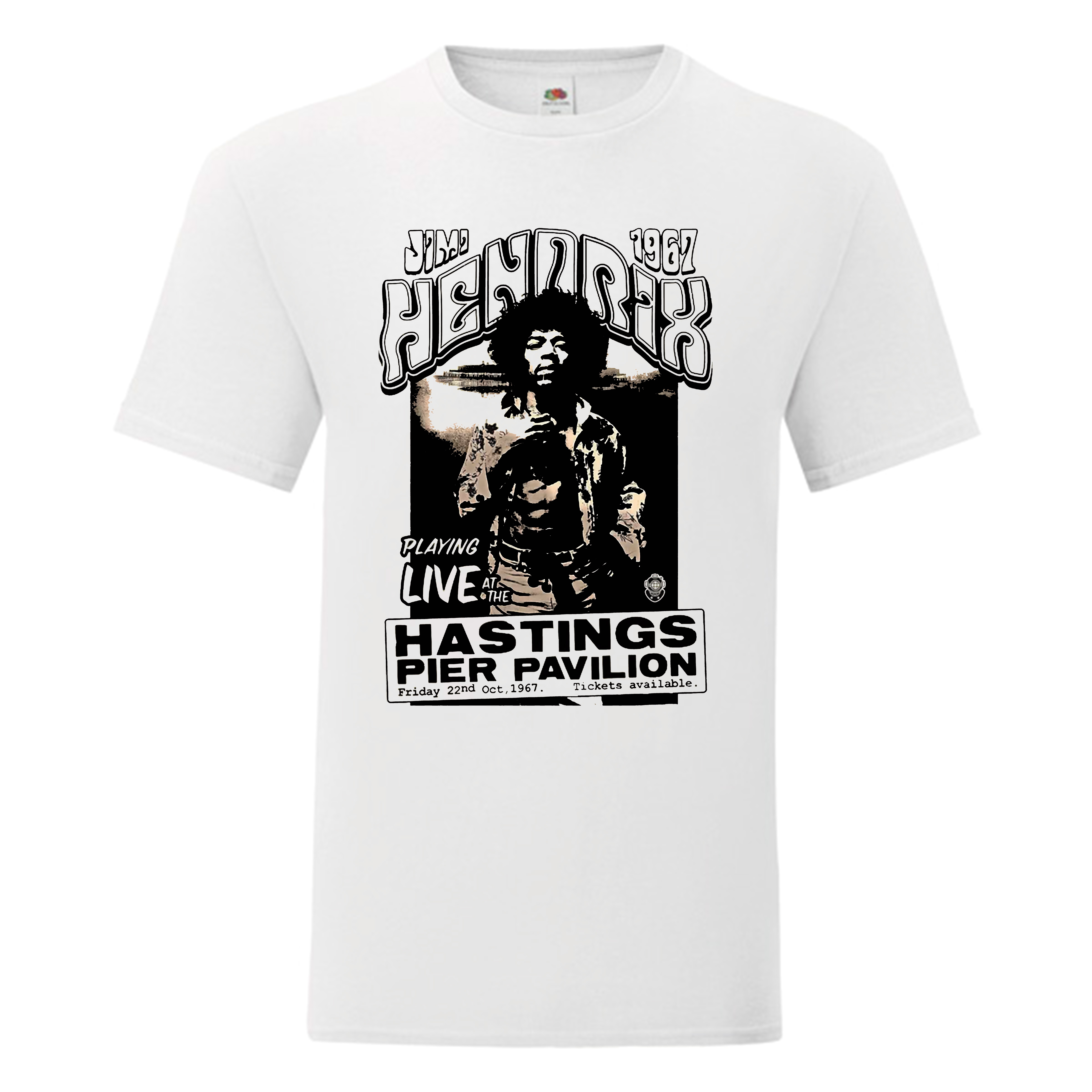 Camiseta Jimi Hendrix blanca - Poster Tour