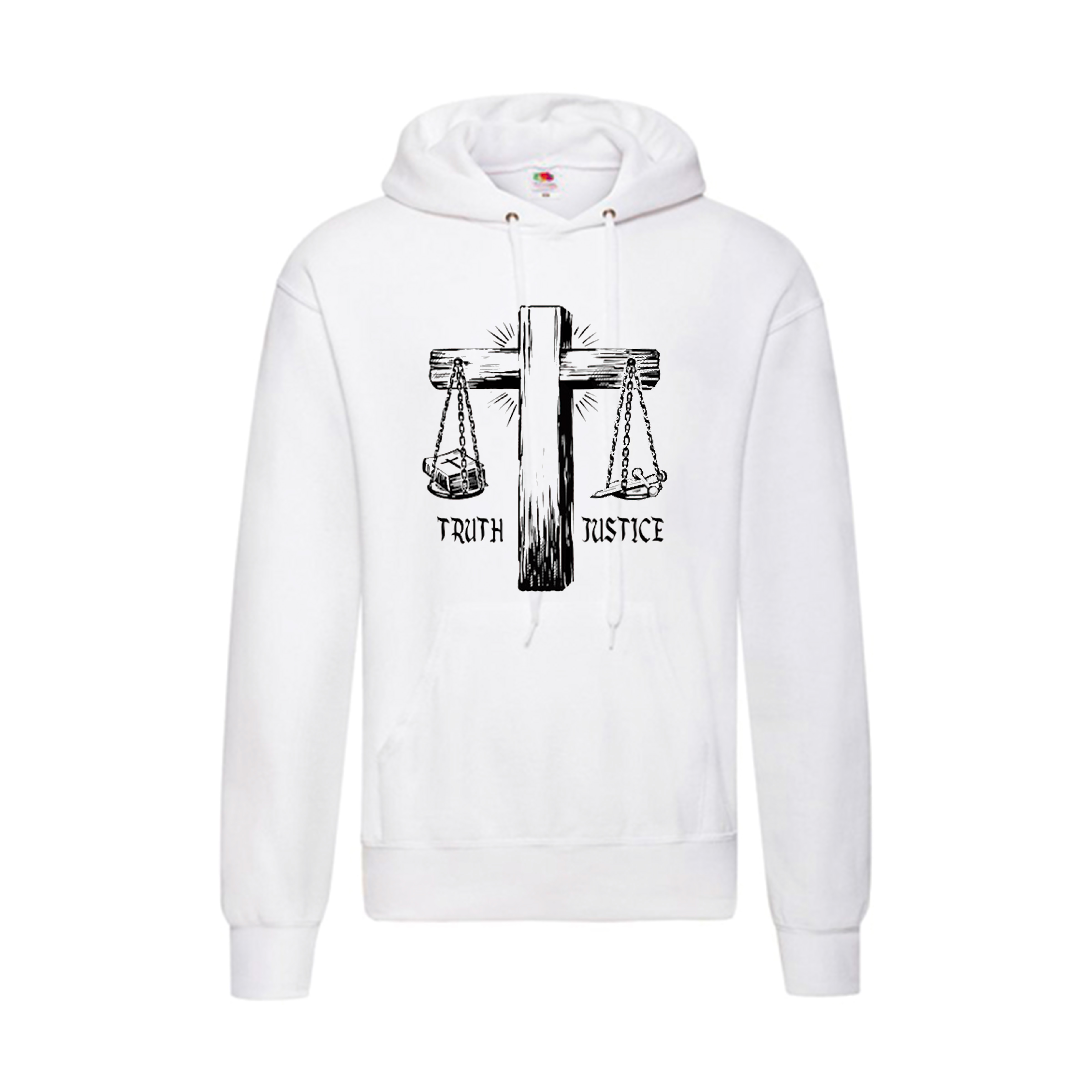Sudadera diseño original blanca - Cruz Justicia