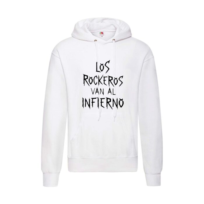 Sudadera diseño original blanca - Los Rockeros Van Al Infierno