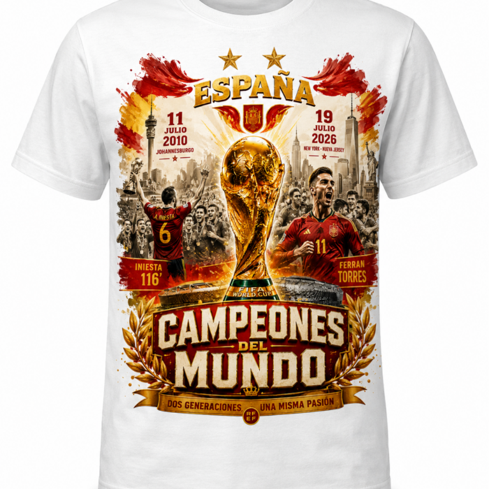 Camiseta selección de fútbol de España blanca - Campeona del mundo 2026 La Leyenda Continúa