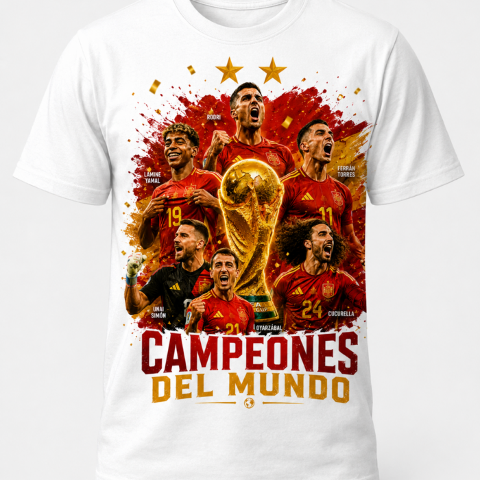 Camiseta selección de fútbol de España blanca - Campeona del mundo 2026