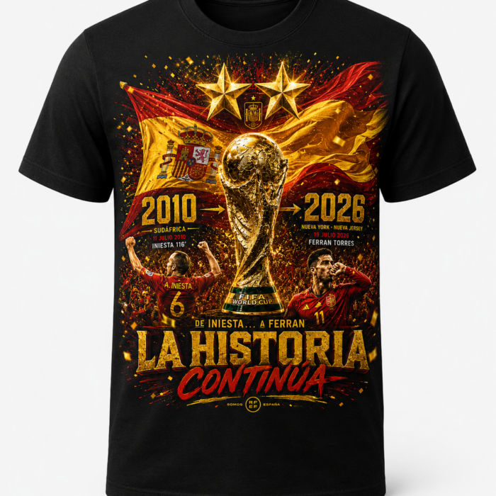 Camiseta selección de fútbol de España negra - Campeona del mundo 2026