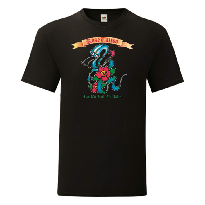 Camiseta Rose Tattoo negra - Rock'n'Roll Outlaws